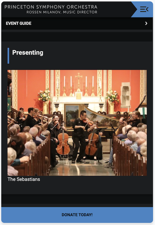 Program Guide Cover presenting The Sebastians