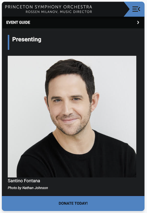 Program Guide Cover presenting Santino Fontana