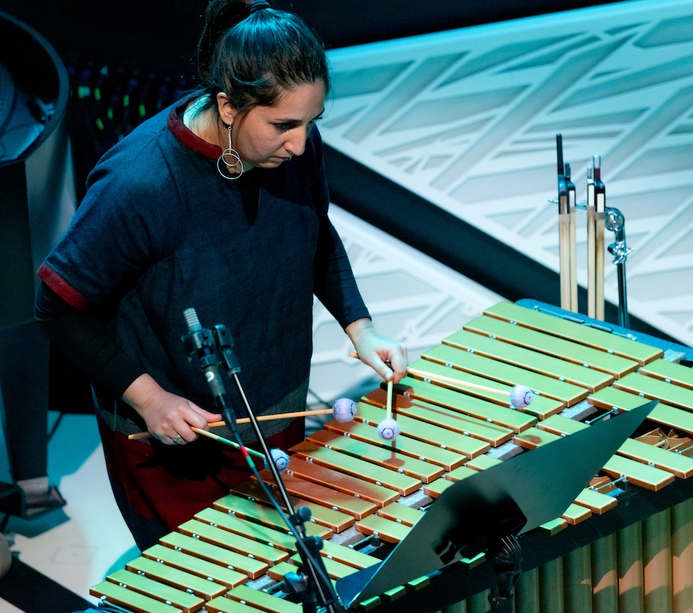 Mika Godbole, percussion - action shot