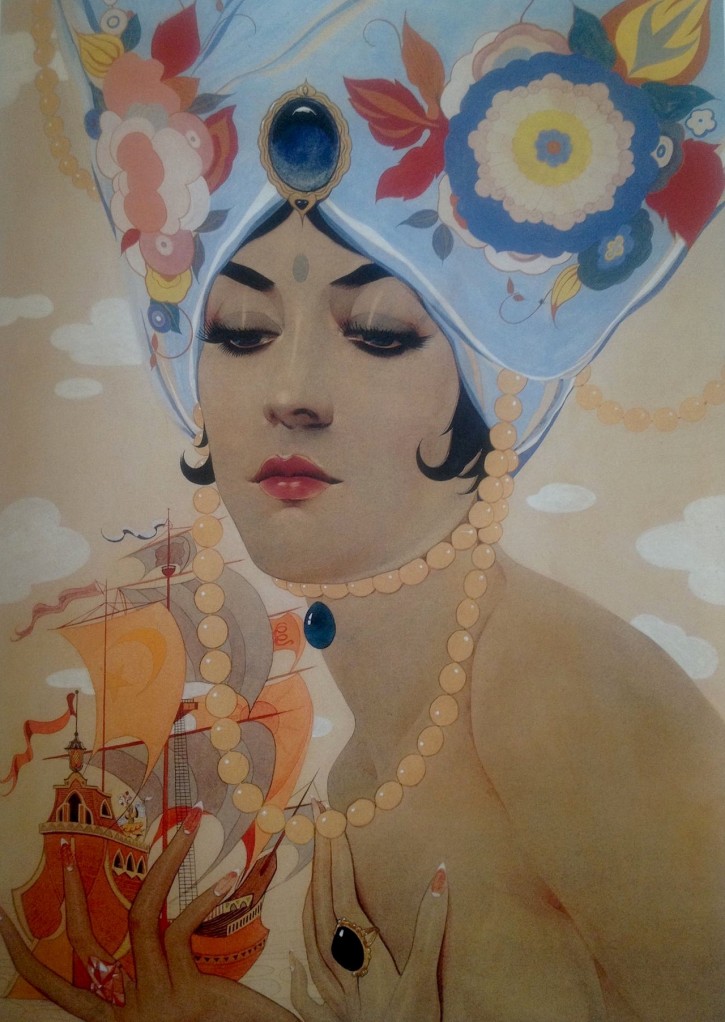 Scheherazade with floral blue turban by Alberto Vargus