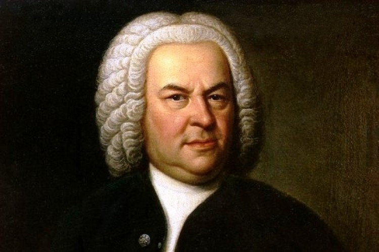 Johann Sebastian Bach (aged 61) in a portrait by Elias Gottlob Haussmann, second version of his 1746 canvas.