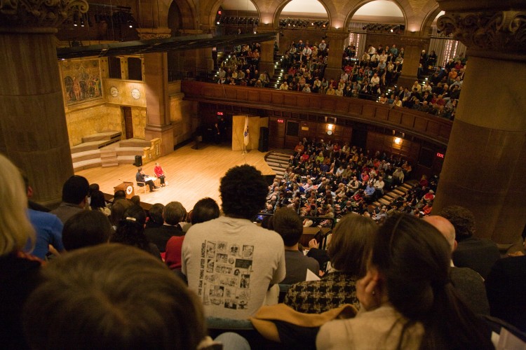 View from the balcony of Richardson Auditorium to the stage
