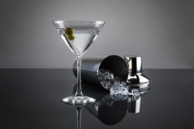 Martini glass and shaker