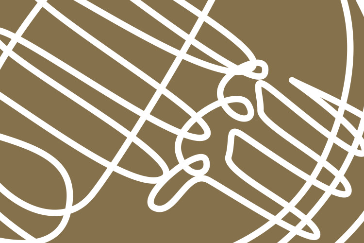 French horn line drawing image